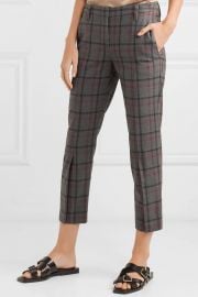 Cropped checked wool-blend tapered pants at Net A Porter